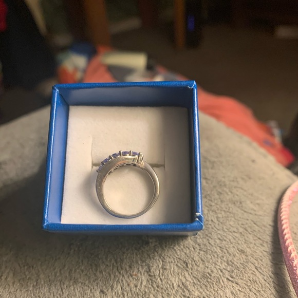 Genuine tanzanite & Zircon sterling silver ring - Picture 3 of 8